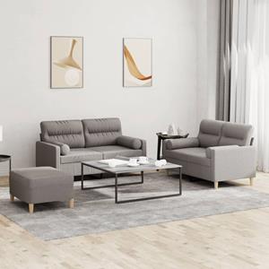 VidaXL 3-delige Loungeset met kussens stof taupe