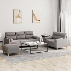 VidaXL 3-delige Loungeset met kussens stof taupe