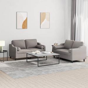 VidaXL 2-delige Loungeset met kussens stof taupe