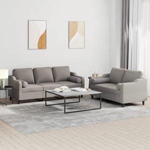 VidaXL 2-delige Loungeset met kussens stof taupe