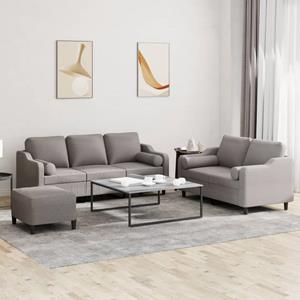 VidaXL 3-delige Loungeset met kussens stof taupe