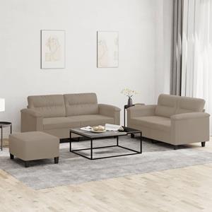 VidaXL 3-delige Loungeset met kussens microvezelstof taupe