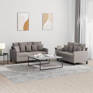 VidaXL 2-delige Loungeset met kussens stof taupe