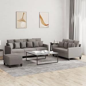 VidaXL 3-delige Loungeset met kussens stof taupe