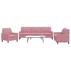 VidaXL 3-delige Loungeset met kussens fluweel roze