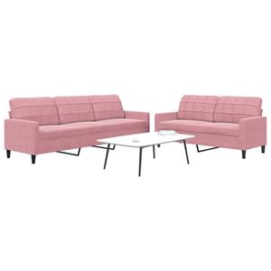 VidaXL 2-delige Loungeset met kussens fluweel roze