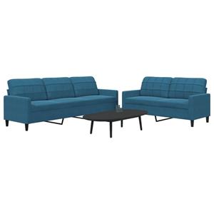 VidaXL 2-delige Loungeset met kussens fluweel blauw