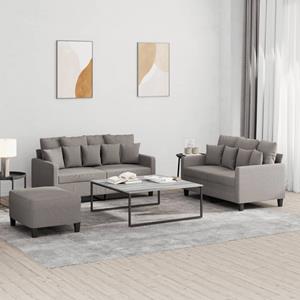 VidaXL 3-delige Loungeset met kussens stof taupe