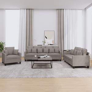 VidaXL 3-delige Loungeset met kussens stof taupe