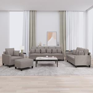 VidaXL 4-delige Loungeset met kussens stof taupe