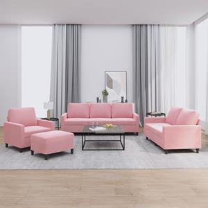 VidaXL 4-delige Loungeset met kussens fluweel roze