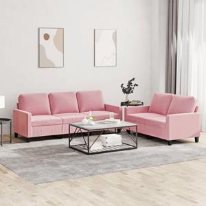 VidaXL 2-delige Loungeset met kussens fluweel roze