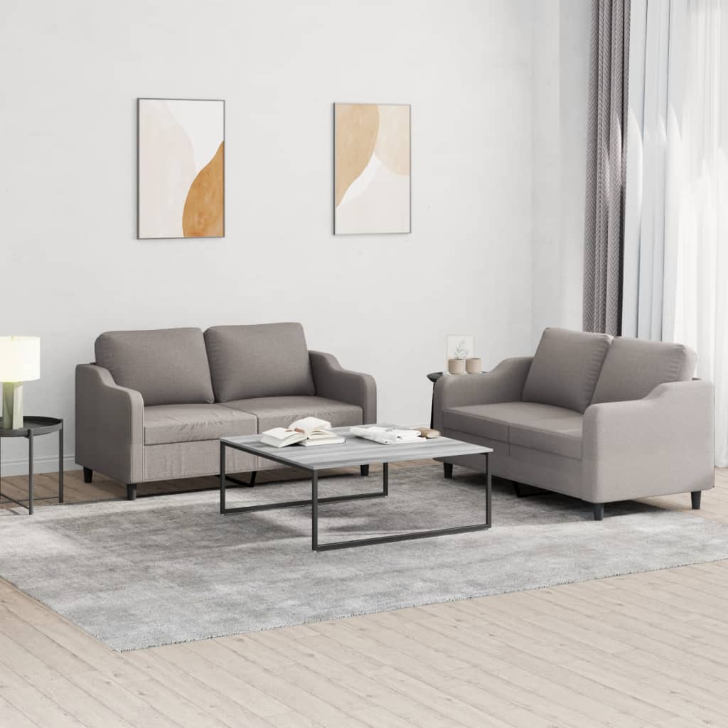 VidaXL 2-delige Loungeset met kussens stof taupe