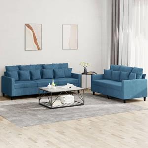 VidaXL 2-delige Loungeset met kussens fluweel blauw