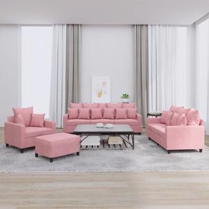 VidaXL 4-delige Loungeset met kussens fluweel roze