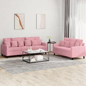 VidaXL 2-delige Loungeset met kussens fluweel roze