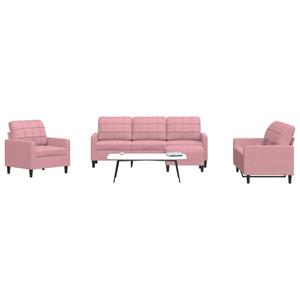 VidaXL 4-delige Loungeset met kussens fluweel roze