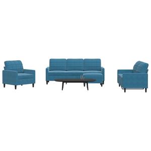 VidaXL 4-delige Loungeset met kussens fluweel blauw