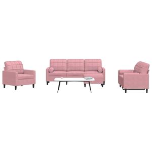 VidaXL 4-delige Loungeset met kussens en bolsters fluweel roze