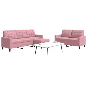 VidaXL 3-delige Loungeset met kussens fluweel roze