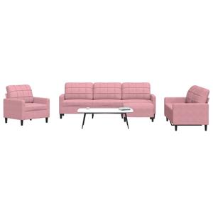 VidaXL 4-delige Loungeset met kussens fluweel roze