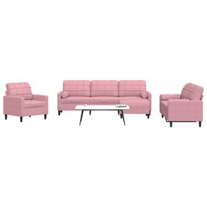 VidaXL 4-delige Loungeset met kussens en bolsters fluweel roze