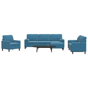 VidaXL 4-delige Loungeset met kussens en bolsters fluweel blauw