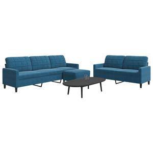 VidaXL 3-delige Loungeset met kussens fluweel blauw