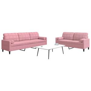 VidaXL 2-delige Loungeset met kussens en bolsters fluweel roze