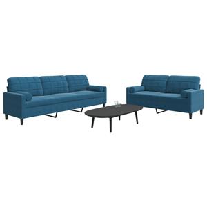 VidaXL 2-delige Loungeset met kussens en bolsters fluweel blauw