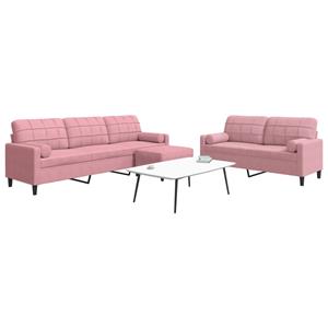 VidaXL 3-delige Loungeset met kussens en bolsters fluweel roze