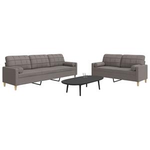 VidaXL 2-delige Loungeset met sierkussens stof taupe