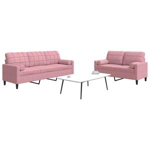 VidaXL 2-delige Loungeset met kussens en bolsters fluweel roze