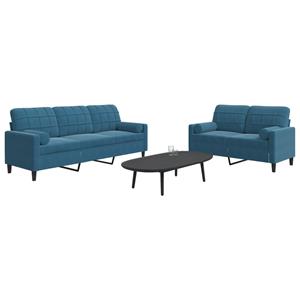 VidaXL 2-delige Loungeset met kussens en bolsters fluweel blauw