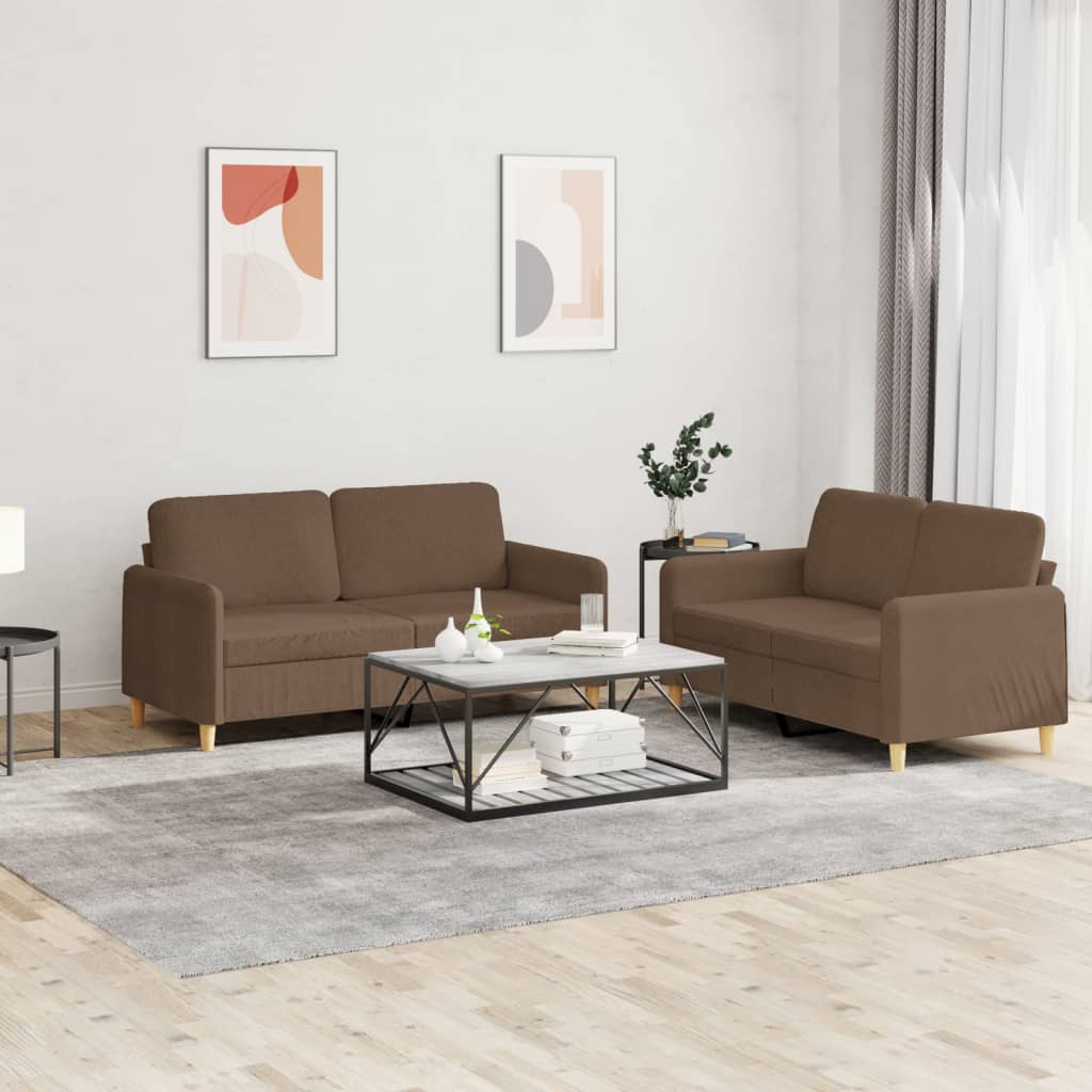 VidaXL 2-delige Loungeset met kussens stof bruin