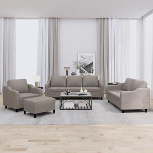 VidaXL 4-delige Loungeset met kussens stof taupe