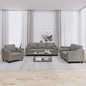 VidaXL 3-delige Loungeset met kussens stof taupe