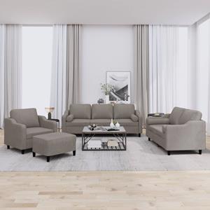 VidaXL 4-delige Loungeset met kussens stof taupe