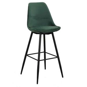 Industrielemeubelshop Leaf barstoel velvet (hoog) - emerald groen