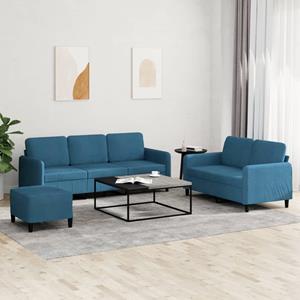 VidaXL 3-delige Loungeset fluweel blauw