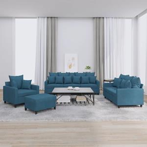 VidaXL 4-delige Loungeset met kussens fluweel blauw