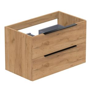 Thebalux Type wastafelonderkast 2 lades met opbouwgreep mat zwart (Type 2 en 6) wand MDF/spaanderplaat sequoia 1TY80170SQ-NZ