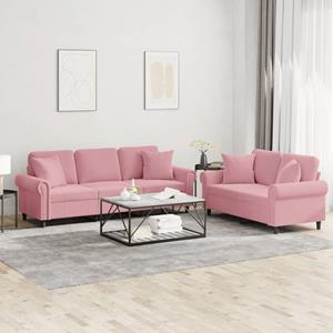 VidaXL 2-delige Loungeset met kussens fluweel roze