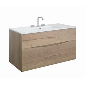 Crosswater Glide II Wastafelonderkast - 100x45x52cm - 2 lades - greeploos - windsor oak GL1000D2WO