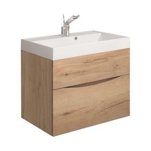 Crosswater Glide II Wastafelonderkast - 70x45x52cm - 2 lades - greeploos - softclose - windsor oak GL7000D2WO