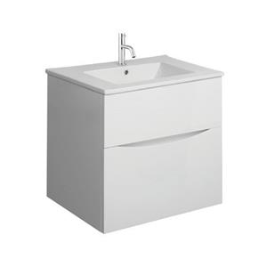 Crosswater Glide II Wastafelonderkast - 50x45x52cm - 2 lades - greeploos - glans wit GL5000D2WG