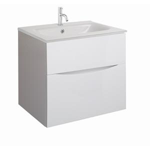 Crosswater Glide II Wastafelonderkast - 60x45x52cm - 2 lades - greeploos - White Gloss GL6000D2WG