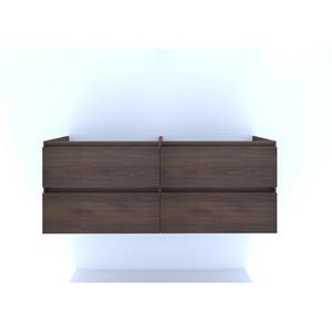 HR Badmeubelen Infinity wastafelkast met 3D-front - 4 laden - greeploos met greeplijst in kleur meubel - 140 x 55 x 45 cm - dark oak 75045377