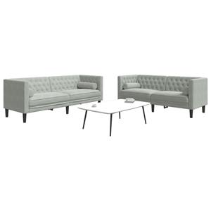 VidaXL 2-delige Loungeset Chesterfield met bolsters fluweel lichtgrijs