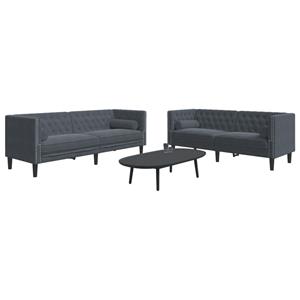 VidaXL 2-delige Loungeset Chesterfield en bolsters fluweel donkergrijs